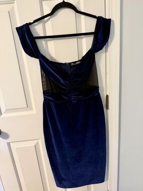 Midnight Blue Velvet Midi Dress